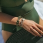 Preview: byEloise Silk Scrunchie Haargummi Olivegrün - Herz Gold